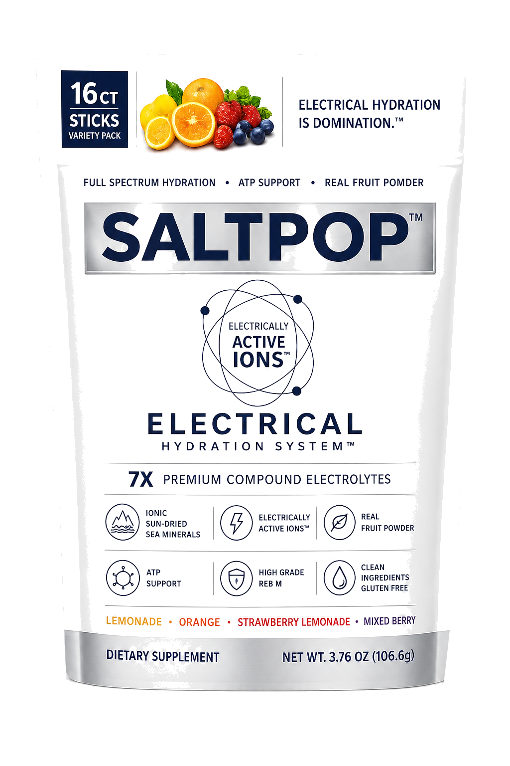 SALTPOP Electrical Hydration System 16 count variety pack pouch